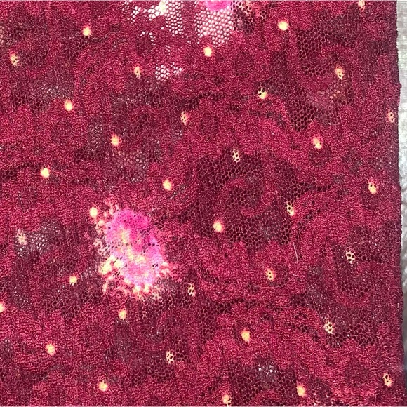 NEW!  Free People Semi-Sheer Stretch Lace Burgundy Tank W/ Ditzy Floral - Picture 5 of 8
